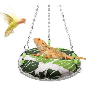 11.8in Reptile BedReptile Hammock Swing Hanging Bed, Lizard Swing Toy, Lizard Bed, Reptile Lounger Terrarium Hanging Hammock for Bearded Dragon Lizard Gecko Chameleon Parrot Hamster Small Pets (Large, green)