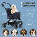 All-Terrain Dog Stroller for Small to Medium Dogs, Pet Stroller for Dogs & Cats Outdoor Walks, One-Hand Easy Fold, Double-Layer Anti-UV & Waterproof Canopy & Breathable Mesh, Midnight Blue