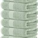 White Classic Luxury Hand Towels for Bathroom-Hotel-Spa-Kitchen-Set - Circlet Egyptian Cotton - 16x30 Inches - Set of 6 (Lt-Green) (11: Mint Green)
