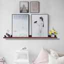AZSKY Floating Book Shelves Wall Mounted Photo Shelf Picture Ledge Deep Walnut Display Shelves for Home Living Room Bedroom Bathroom Office Set of 2, 24in set 2
