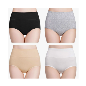 wirarpa Women's Cotton Underwear High Waisted Ladies Panties Full Coverage Briefs 4 Pack (Regular & Plus Size), 4 XL