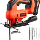 VEVOR 20V Brushless Cordless Jig Saw, 7/8" Jigsaw Tool for Makita 18V Battery, 3500 SPM & 6 Variable Speed, Battery & Charger, LED Light, 0-45 Bevel Cuts, 6 Blades, 4 Orbital Settings, Wood & Metal