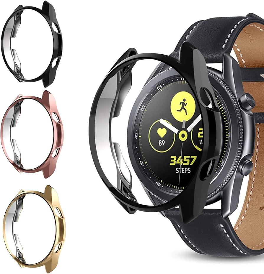 Protective Case Compatible with Samsung Galaxy Watch 3 45mm Smartwatch Plated TPU Bumper Shell Case Cover Protector