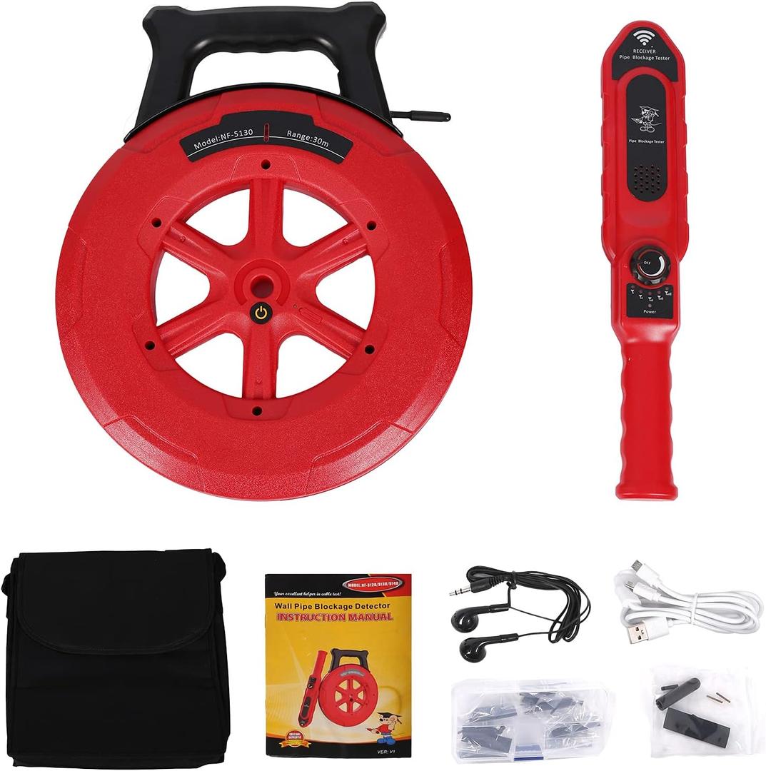 Pipe Blockage Detector Locators-Sensor - Water Pipe Wall Scanner 30M Pipeline Detector Metal PVC Water Pipes Clogging Tool