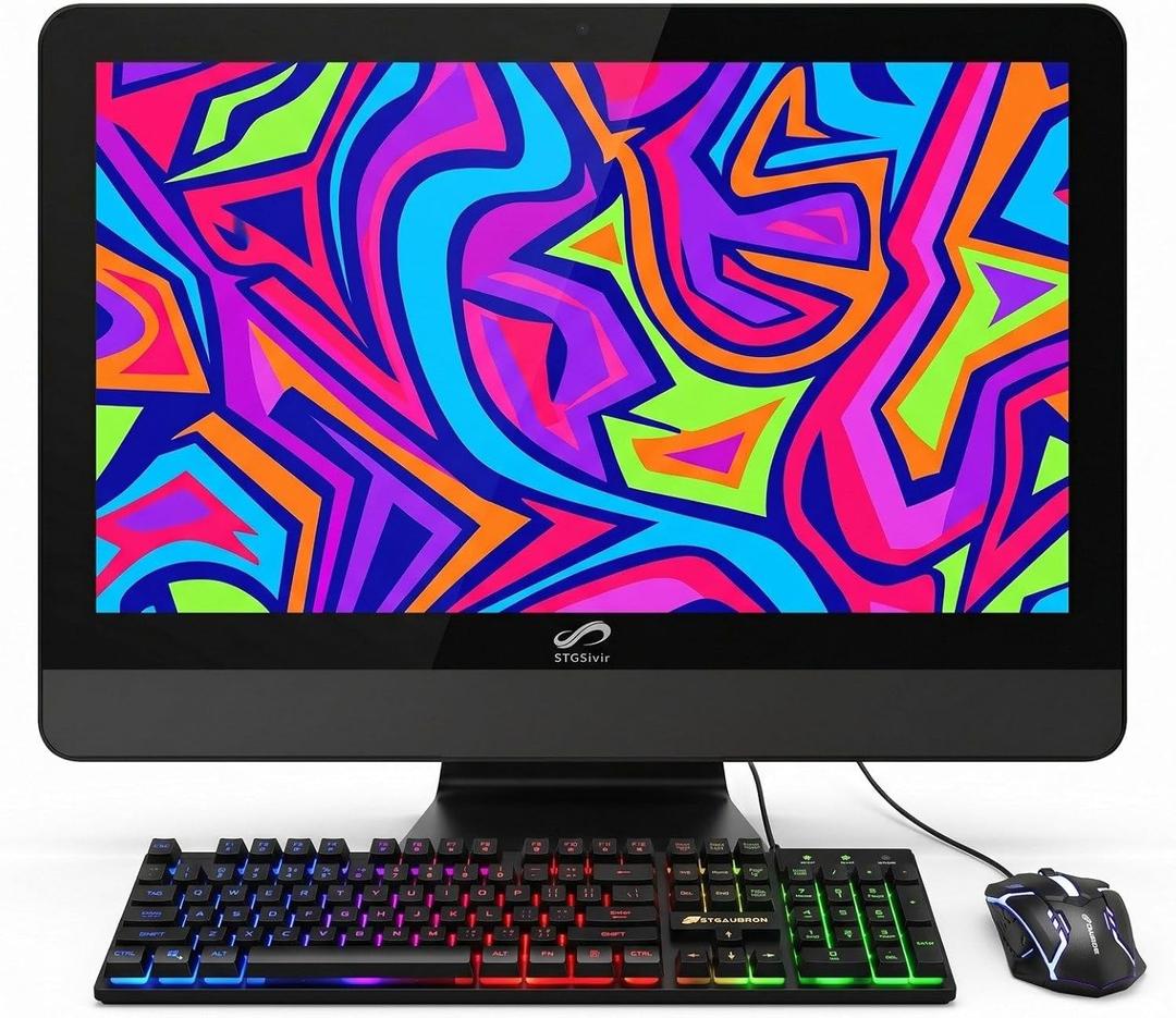 STGSivir All in One Computer PC,22" FHD Display,Core i5,16G RAM,512G SSD
All in One Desktop Computer,WiFi,BT 5.0,RGB Keyboard,Mouse,Webcam,HDMI,Win11 Home,Silver AIO for Home,Office