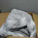 Luxury Faux Fur Blanket - Soft Warm Plush Blankets for Couch Sofa Bed, Fluffy Thick Throws for Bedroom, Office, Living Room, Decorative Reversible, Not Easy to shed- 60"x80", Grey/White