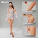 Yilanmy Womens Glitter Sheer Tights Sexy Sparkly Tights Shiny Shimmer Elastic High Waist Pantyhose Transparent 2 Pairs (Beige, L)