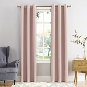 Sun Zero Easton Energy Saving Blackout Grommet Curtain Panel, 40" x 84", Blush Pink (40"W x 84"L (Pack of 1))