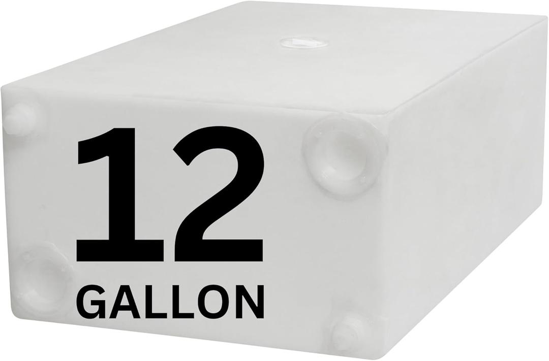 12 Gallon RV Fresh Water Tank, Potable Water Storage Tank for Drinking, Cooking, Cleaning, and Showering, Use in Campers, Trailers, Motorhomes, and RVs, Cube Shape, 24" x 15" x 9" (WT-5544)