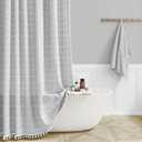 BTTN Boho Farmhouse Shower Curtain, Linen Rustic Heavy Duty Fabric Shower Curtain Set with Tassel, Water Repellent, Bohemian Vintage Country Thick Cloth Shower Curtains for Bathroom, Gray/Grey, 72x72