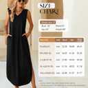 Ficerd 2 Pcs Women's Maxi Dresses Summer Sleeveless Beach Long Dress V Neck Casual Loose Split Sundress with Pockets (M)