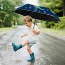 Kids Folding Umbrella Auto Open/Close Umbrellas for Rain Round Corner Safe Design UV Resistant Automatic Children Travel Umbrellas Reinforced Canopy 360 Reflective Strip Lightweight for Girls & Boys