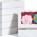 RomanticBaking 50 Pack White Cookies Boxes 7 x 4 3/8 x 1 1/2inches Auto-Popup Sturdy Bakery Boxes with Window,Macaron Boxes Hot Chocolate Bombs Boxes Cakesicle Boxes