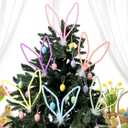 Halloscume 6 Pcs Easter Bunny Ear Picks Easter Tree Topper Cute Colorful Woven Rabbit Ears Ornaments for Vase Filler Home Decor Gifts