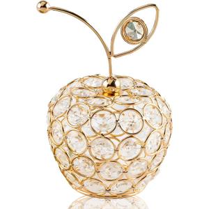 Crystal Metal Apple Table Decoration, Single Faux Apple Ornament for Home, Party, Wedding, and Holiday Display