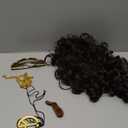 Wallden Hair 70s Mens Brown Wig+Glasses+Golden Chain+Peace Sign Necklace+Mustache+Wig Cap Long Curly Funny Synthetic Wigs for Retro Outfit Men Party Hippies Rocker Costume Cosplay Halloween（6pcs Set）