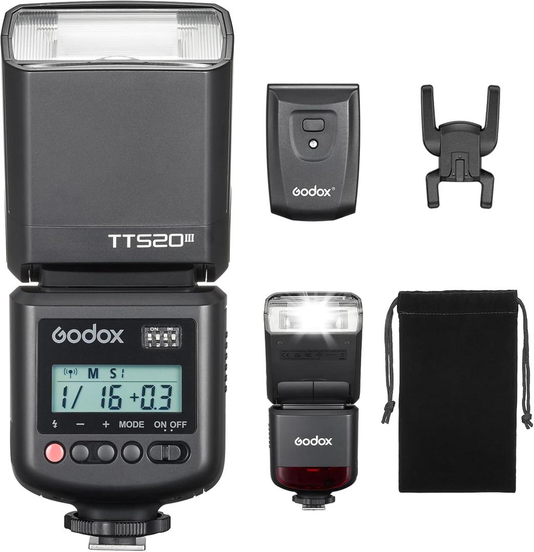 Godox TT520III TT520 III Camera Flash, Universal Hot Shoe Flash, GN33 Manual Flash with RT-16 Wireless Transmitter, Compatible for Canon Nikon Sony Pentax Olympus Fuji Panasonic Camera with Hot Shoe