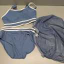 Girls Swimsuit Double Strap High Waist Sporty Bikini Swimsuits Swim Cover Up Skirt 3 Piece Set (13-14 Years, Gray-blue)