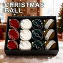 12PCS Velvet Christmas Ornaments - Christmas Balls Ornaments - 80mm Glitter Christmas Tree Decoration with a Delicate Gift Box for Christmas, Parties, Decorations(Burgundy Beige Green Brown) (Mixed Color)