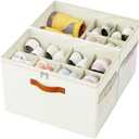 Shoe Organizer for Closet, 2-Pack Foldable Shoe Storage Box with Adjustable Dividers & Clear Cover, Fits 16 Pairs, Beige, Durable and Space-Saving