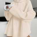 ZESICA Women's 2026 Fall Winter Sweaters Oversized Turtleneck Long Sleeve Chunky Knitted Pullover Sweater Jumper Tops (S)