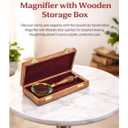 10X Wooden Magnifying Glass, Antique Reading & Inspection Magnifier for Coin & Stamp, Handheld Magnifier with Wooden Handle, Magnifying Glasses for Close Work (Seap Design)