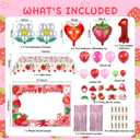 Strawberry 1st Birthday Decorations for Girls, Berry First Birthday Party Supplies, Sweet One Birthdays Party Decorations Including High Chair Banner Cake Topper Strawberry Theme Backdrop Tablecloth