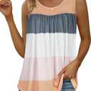 CHICGAL Womens Tank Tops Summer Sleeveless Blouse Crewneck Casual Loose Fit Tunic Shirt (XX-Large, Multicolor Stripe)