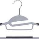 Amazon Basics Space Saving Non-Slip Rubber Coated Plastic Hangers with 360 Swivel Hook, Thin, Gray, Pack of 50