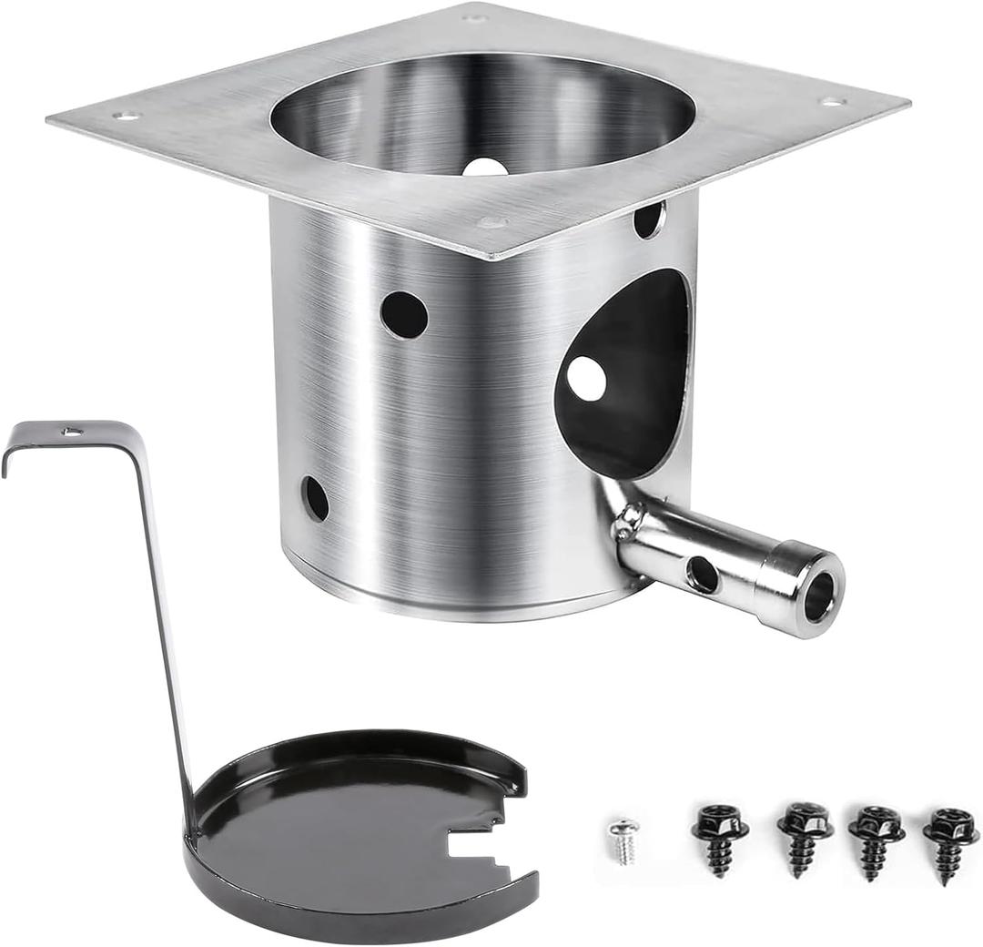 304 Stainless Steel Fire Burn Pot Replacement Parts for Traeger, Pit Boss Pellet Grills, Pellet Grill Replacement Parts for Traeger Pro 22/34, Camp Chef, Z Grills, Fire Pot with Ash Remover & Screws