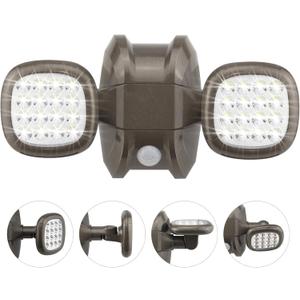 HONWELL Motion Sensor Light Outdoor Battery Operated Outside Security Flood Light Cordless IP65 Waterproof 32 LED Dual Head Spotlights, Motion Detector Lights for House Garage Porch Garden Shed (brown)