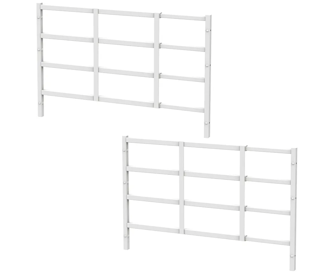 Fixed Window Safety Guard 19”x 38” *2 Pack Adjustable Width Prevents Accidental Falls, Non-Egress, Tamper Resistant Screws Included, White