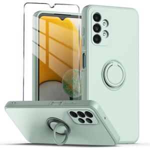 Compatible with Phone 3 Pro Phone Case, with Tempered Glass Screen Protector,Slim Soft Liquid Silicone Cover Cyan