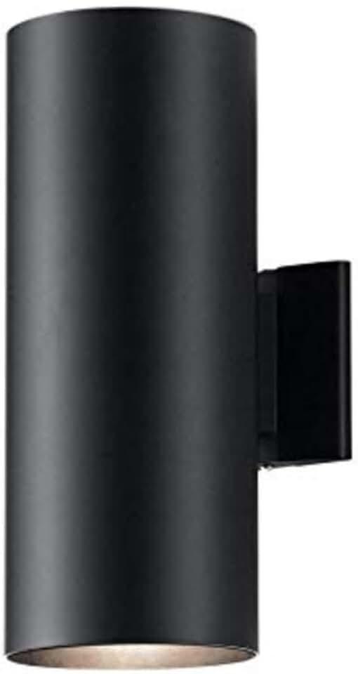 Kichler Cylinders 15" 2-Light Outdoor Cylinder Wall Sconce in Black, (15" H x 5.75" W), 9246BK