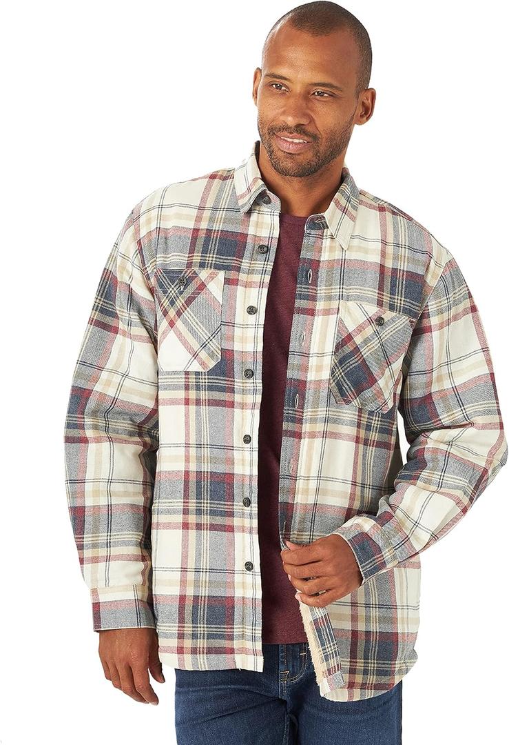 Wrangler Authentics Men's Long Sleeve Sherpa Lined Shirt Jacket (Light Beige Heather), S