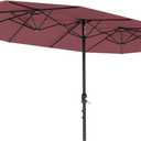 Outdoor Umbrella for Patio, 13FT Double-Sided Pool Patio Table Umbrella With Fade Resistant Canopy for Pool Deck Garden Backyard (Wine Red)