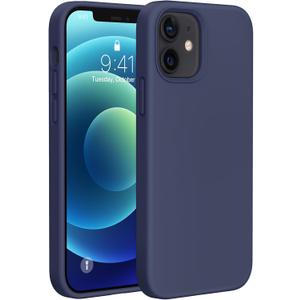 Miracase Compatible with iPhone 12 Case and iPhone 12 Pro Case, Liquid Silicone Gel Rubber Full Body Protection Shockproof Drop Protection Phone Case for iPhone 12/12 Pro 6.1 inch, Navy Blue