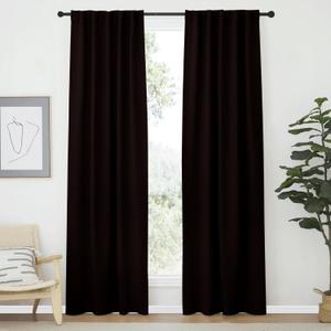 NICETOWN Blackout Curtain Panels Window Draperies - (Toffee Brown Color) 34-Inch Wide x72-Inch Long, 2 Pieces, Home Decoration Light & Noise Reducing Window Covering Room Darkening Drapes for Bedroom