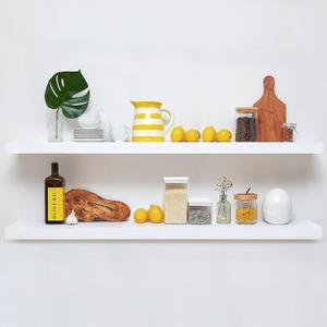 Homeforia White Floating Shelves for Wall, Premium Solid Wood Shelf, White Bathroom Shelves, Heavy Duty Bracket, 60 x 6.5 x 1.75 inch, Set of 2 (60 inch, White)