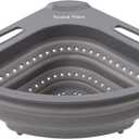 Collapsible Corner Colander for Sink – Foldable Space-Saving Kitchen Strainer for Fruits, Veggies & Pasta – 3.5 Quart BPA-Free, Hands-Free Rinsing & Draining (Grey)