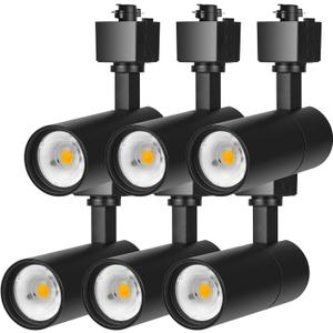 EAGLOD 12W LED Track Light Heads,Dimmable Single Circuit H Type Track Lighting Head for Accent Task,Retail,Art Exhibition Spot Lighting,120V CRI90+ 3000K Warm White 36Angle Halo Type 6 Pack (Black)