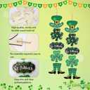 2 Piece St. Patrick's Day Wooden Door Hanging Sign, Shamrock Leprechaun Door Decor Happy St. Patrick's Day Wooden Welcome Sign for Front Door Porch Indoor Outdoor Irish Spring Decorations
