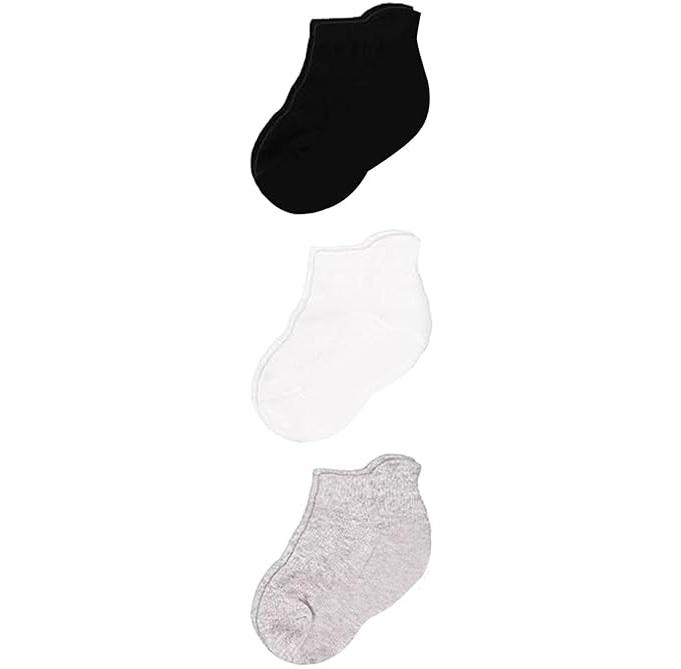 Cozyway Ankle Cotton Toddler Socks - 9 Pack Stretch Toddler Girl Socks, Toddler Boy Socks, Black/White/Gray, 3T-5T, Unisex