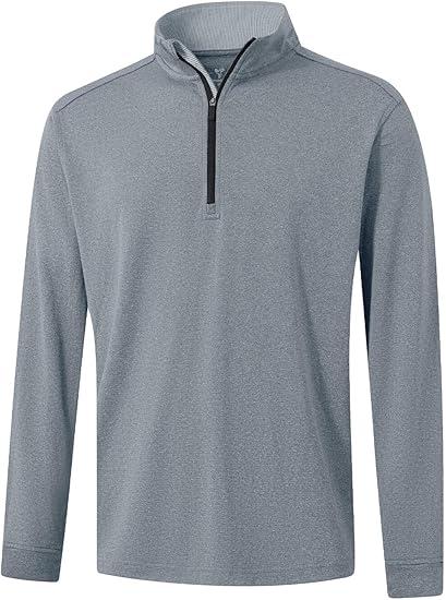 Men's Quarter Zip Golf Pullover Men Mock Neck Sweatshirts Dry Fit Long Sleeve Performance Wicking 1/4 Zip Pullover 2 XL