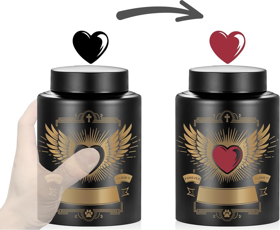 Pet Urn for Dogs and Cats Ashes, Memorials Stainless Steel Urn with a Variable Colour Love Heart to Present Endless Love, a Permanent Marker Pen for Adding Your pet's Name, for Large Dog and Cat