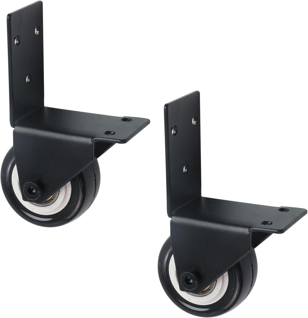 Crapyt 2 PCS Side Mount Casters Swivel Caster Wheels Black Luggage Wheels Replacement 2.4"4.41" L Bracket Casters for Carts, Furniture, Doors