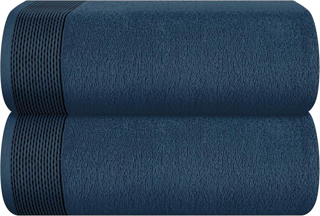 Belizzi Home Cotton 2 Pack Oversized Bath Sheet 35 x 70, Large Bath Sheet, Ultra Absorbent, Compact, Eco-Friendly and 100% Recyclable, Quick Drying and Lightweight Towel - Mineral Blue