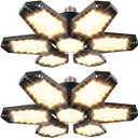 2 Pack Light 120W Warm Light Garage Lighting Ceiling fixtures led Basement Light 3000k deformable Garage Lighting Screw in 12000LM LED Shop Light Bulb for Basement Workshop Warehouse Barn