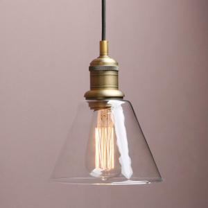 Yosoan 1-Light Vintage Edison Hanging Pendant Light, Mini Funnel Flared Glass Clear Glass Shade for Kitchen Bathroom Porch Living Room Dinning Room Office Restaurants Hotels Bar Island (Antique)