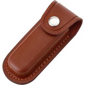Pocket Knife Sheath, 4" Folding Pocket EDC Knife Case, Portable Pouch Knife Leather Holster with Snap Closure and Belt Loop, Accessory for Outdoor Climbing, Camping, Cycling and Hiking, Brown